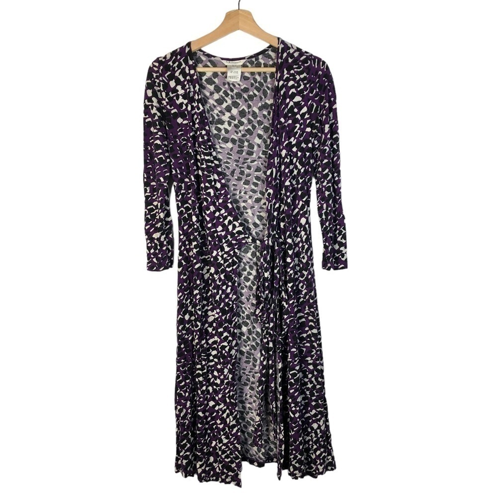 LK Bennett Kaisa Purple & Black Printed Long Sleeve Wrap Dress‎ 2
